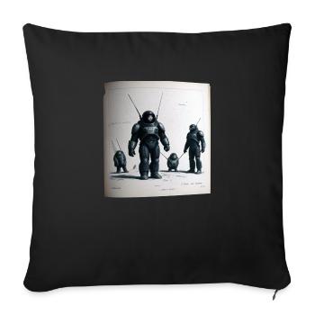Vintage Roboter Comic - Sofakissenbezug 45 x 45 cm - Schwarz - Vorne