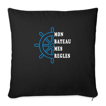 My boat My rules - Sofa pillowcase 17,3'' x 17,3'' (45 x 45 cm) - black - Front