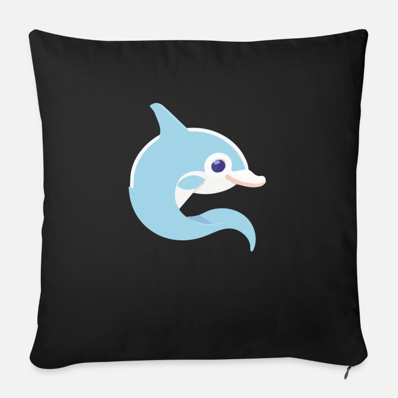 Delphin im Meer Rolle - Sofakissenbezug 45 x 45 cm - Schwarz
