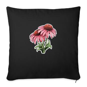 Échinacée 2 Fleurs - Housse de coussin décorative 45 x 45 cm - noir - Devant