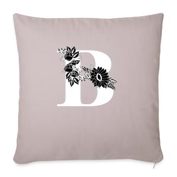Lettre b floral noir et blanc - Housse de coussin décorative 45 x 45 cm - taupe clair - Devant