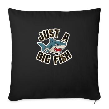 requin - humour - juste un gros poisson - Housse de coussin décorative 45 x 45 cm - noir - Devant