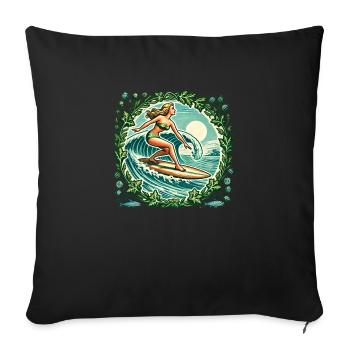 Surfer Girl - Sofa pillowcase 17,3'' x 17,3'' (45 x 45 cm) - black - Front