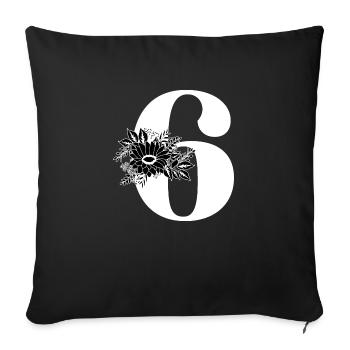 Number 6 Black Floral -6th Floral Anniversary - Sofa pillowcase 17,3'' x 17,3'' (45 x 45 cm) - black - Front