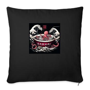 Octopus and Noodles - Asian Gourmet Food - Sofa pillowcase 17,3'' x 17,3'' (45 x 45 cm) - black - Front