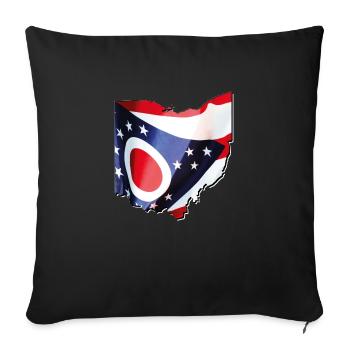 Ohio (United States) | Real Flag | Flag Map - Sofa pillowcase 17,3'' x 17,3'' (45 x 45 cm) - black - Front