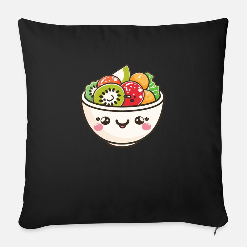 Niedliche Salatschüssel Comic - Sofakissenbezug 45 x 45 cm - Schwarz