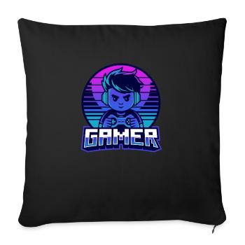 Cool gamer boy in blue and purple - Sofa pillowcase 17,3'' x 17,3'' (45 x 45 cm) - black - Front