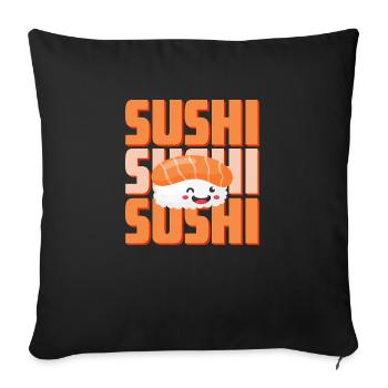 Design inspired by Japanese sushi - Sofa pillowcase 17,3'' x 17,3'' (45 x 45 cm) - black - Front