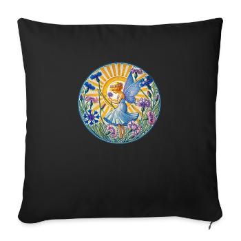 Fée bleuet bleu - Housse de coussin décorative 45 x 45 cm - noir - Devant