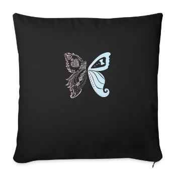 La mariée et le marié comme des papillons - Housse de coussin décorative 45 x 45 cm - noir - Devant