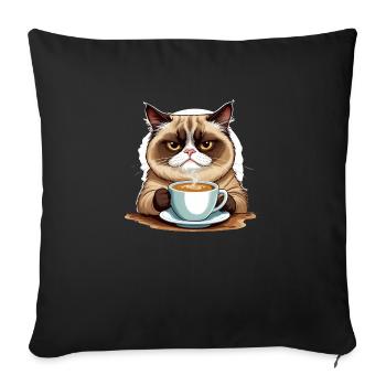 Chat du matin - Housse de coussin décorative 45 x 45 cm - noir - Devant