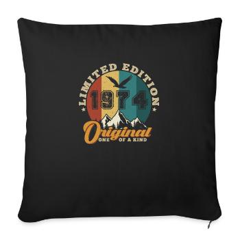 Original 1974 Vintage - 1974 Birthday Gift - Sofa pillowcase 17,3'' x 17,3'' (45 x 45 cm) - black - Front