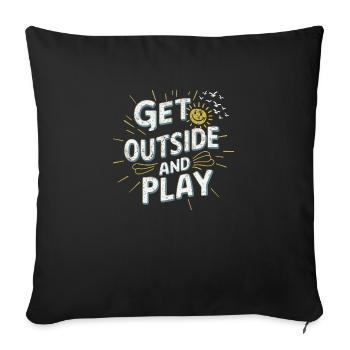 Va dehors et joue - Housse de coussin décorative 45 x 45 cm - noir - Devant