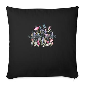 Blumen | Sticker | Glimmerfänger - Sofakissenbezug 45 x 45 cm - Schwarz - Vorne