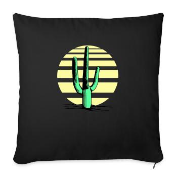 Cactus, désert, coucher de soleil, soir, nuit, cactus - Housse de coussin décorative 45 x 45 cm - noir - Devant