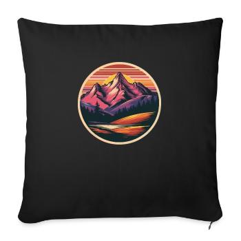 Retro Mountains Landscape - Sofa pillowcase 17,3'' x 17,3'' (45 x 45 cm) - black - Front