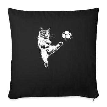 Chat Soccer Joueur de Football - Housse de coussin décorative 45 x 45 cm - noir - Devant