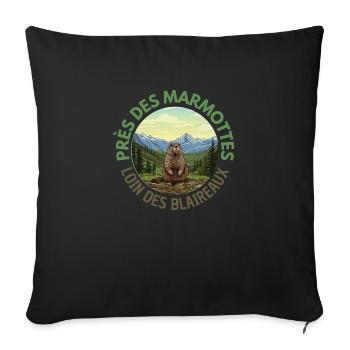 Montagnes Marmotte Nature - Housse de coussin décorative 45 x 45 cm - noir - Devant