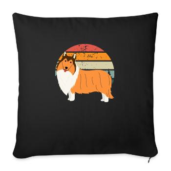 Border collie Retro sunset - Sofa pillowcase 17,3'' x 17,3'' (45 x 45 cm) - black - Front