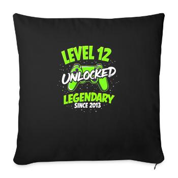 Level 12 - Young Gamer Funny 2013 - Sofa pillowcase 17,3'' x 17,3'' (45 x 45 cm) - black - Front