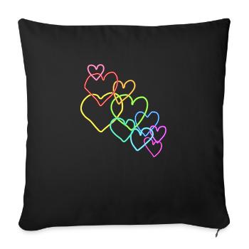 Colorful Hearts Valentine's Day - Sofa pillowcase 17,3'' x 17,3'' (45 x 45 cm) - black - Front