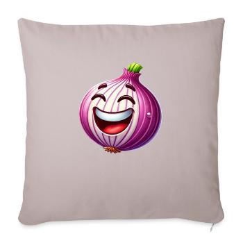 Dessin animé rieur oignon - Housse de coussin décorative 45 x 45 cm - taupe clair - Devant