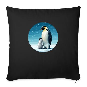 Emperor penguin with child - Sofa pillowcase 17,3'' x 17,3'' (45 x 45 cm) - black - Front