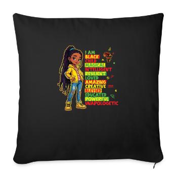 I Am Black Child History Month African American - Housse de coussin décorative 45 x 45 cm - noir - Devant