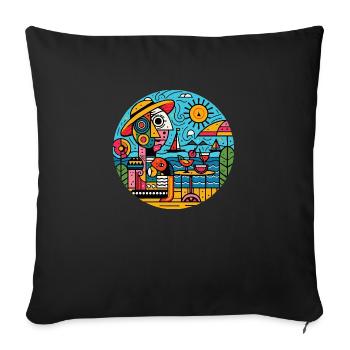 Urlaubstraum eines Malers - Sofakissenbezug 45 x 45 cm - Schwarz - Vorne