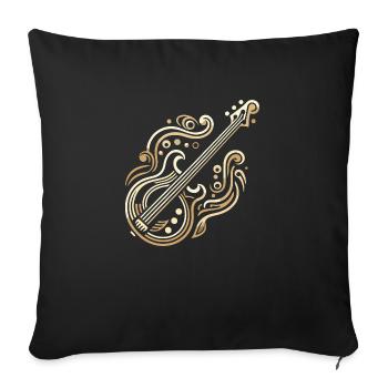 Guitare Basse Art Déco Dorée - Housse de coussin décorative 45 x 45 cm - noir - Devant