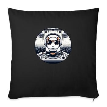 DJ Guinea Pig lors d’une soirée techno 🐹🎧🔥 - Housse de coussin décorative 45 x 45 cm - noir - Devant