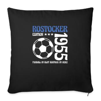 Rostocker Geburtstag 1955 Fußball Geschenk - Sofakissenbezug 45 x 45 cm - Schwarz - Vorne