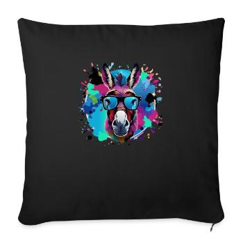 Donkey,graffiti,painting, colorful,nerd - Sofa pillowcase 17,3'' x 17,3'' (45 x 45 cm) - black - Front