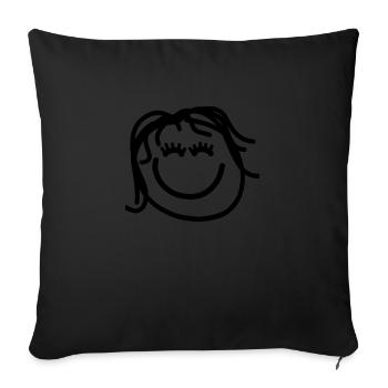 Visage heureux avec de longs cheveux - Housse de coussin décorative 45 x 45 cm - noir - Devant