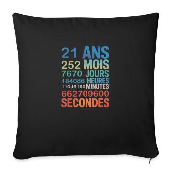 21 Ans de Vie – L'Âge Adulte en Chiffres - Sofa pillowcase 17,3'' x 17,3'' (45 x 45 cm) - black - Front