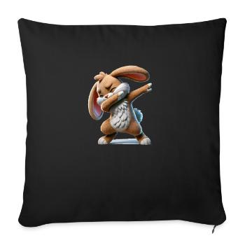 Bande dessinée de tamponnage de lapin - Housse de coussin décorative 45 x 45 cm - noir - Devant