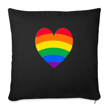 Rainbow Heart - Sofa pillowcase 17,3'' x 17,3'' (45 x 45 cm) - black - Front