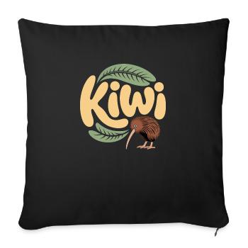 Kiwi mignon - Conception d’oiseau néo-zélandais - Housse de coussin décorative 45 x 45 cm - noir - Devant