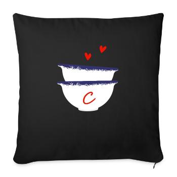 Lettre c bols breton - Housse de coussin décorative 45 x 45 cm - noir - Devant