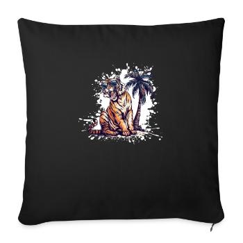 Tiger Insel Palme - Sofakissenbezug 45 x 45 cm - Schwarz - Vorne