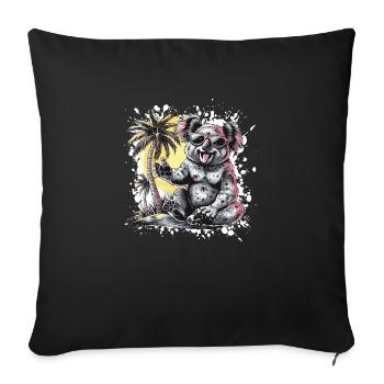 Koala Insel Palme - Sofakissenbezug 45 x 45 cm - Schwarz - Vorne