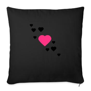 cœur - Housse de coussin décorative 45 x 45 cm - noir - Devant