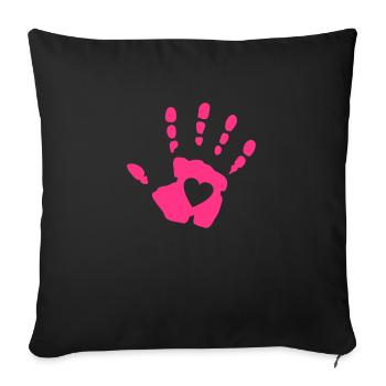 hand herz - Sofakissenbezug 45 x 45 cm - Schwarz - Vorne