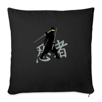 ninja kanji (A, 3c) - Sofa pillowcase 17,3'' x 17,3'' (45 x 45 cm) - black - Front