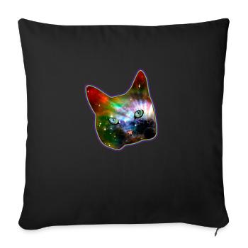 cat shirt rainbow space cat - Sofa pillowcase 17,3'' x 17,3'' (45 x 45 cm) - black - Front
