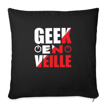"Geek en veille" - Housse de coussin décorative 45 x 45 cm - noir - Devant