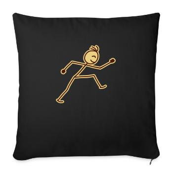 walking_stick_figure_2c - Sofakissenbezug 45 x 45 cm - Schwarz - Vorne