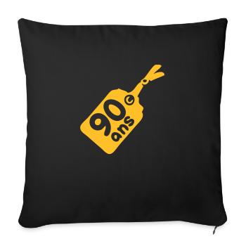 label 90 years - Sofa pillowcase 17,3'' x 17,3'' (45 x 45 cm) - black - Front