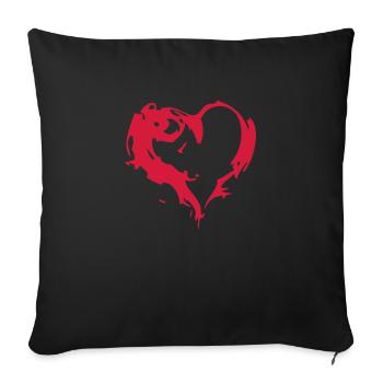 coeur enflame rouge saint valentin amour - Housse de coussin décorative 45 x 45 cm - noir - Devant